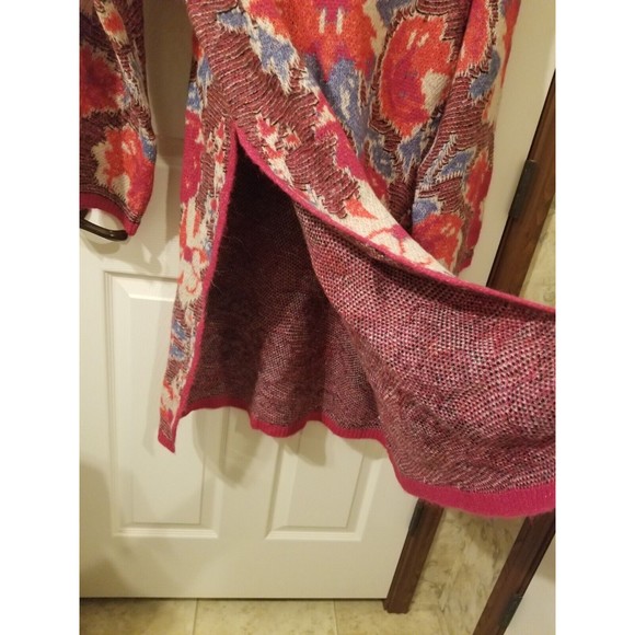 NWT Zara S red floral jacquard tunic long sweater oversize - Picture 9 of 14